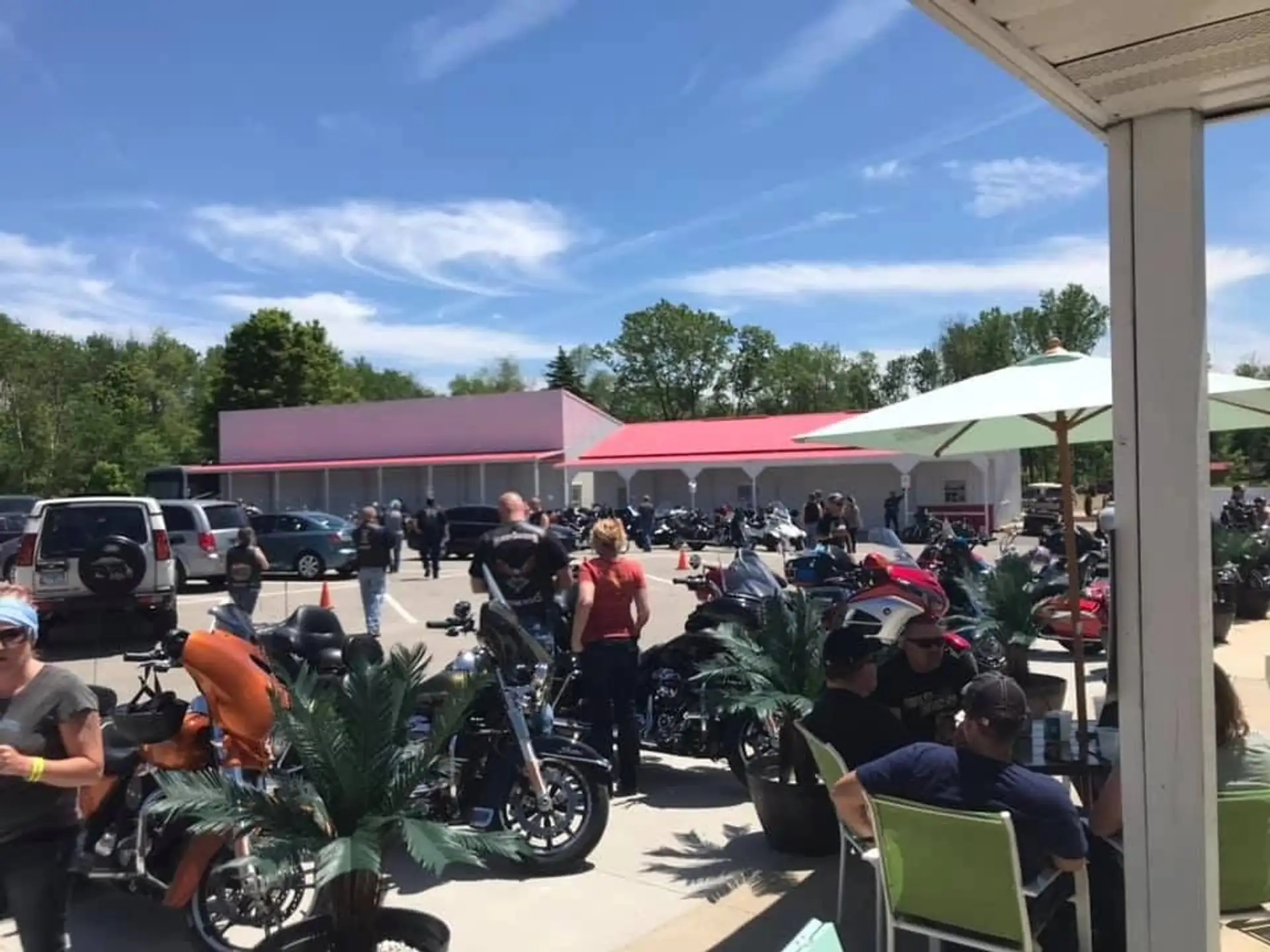 Bike-rally day in the resort lot