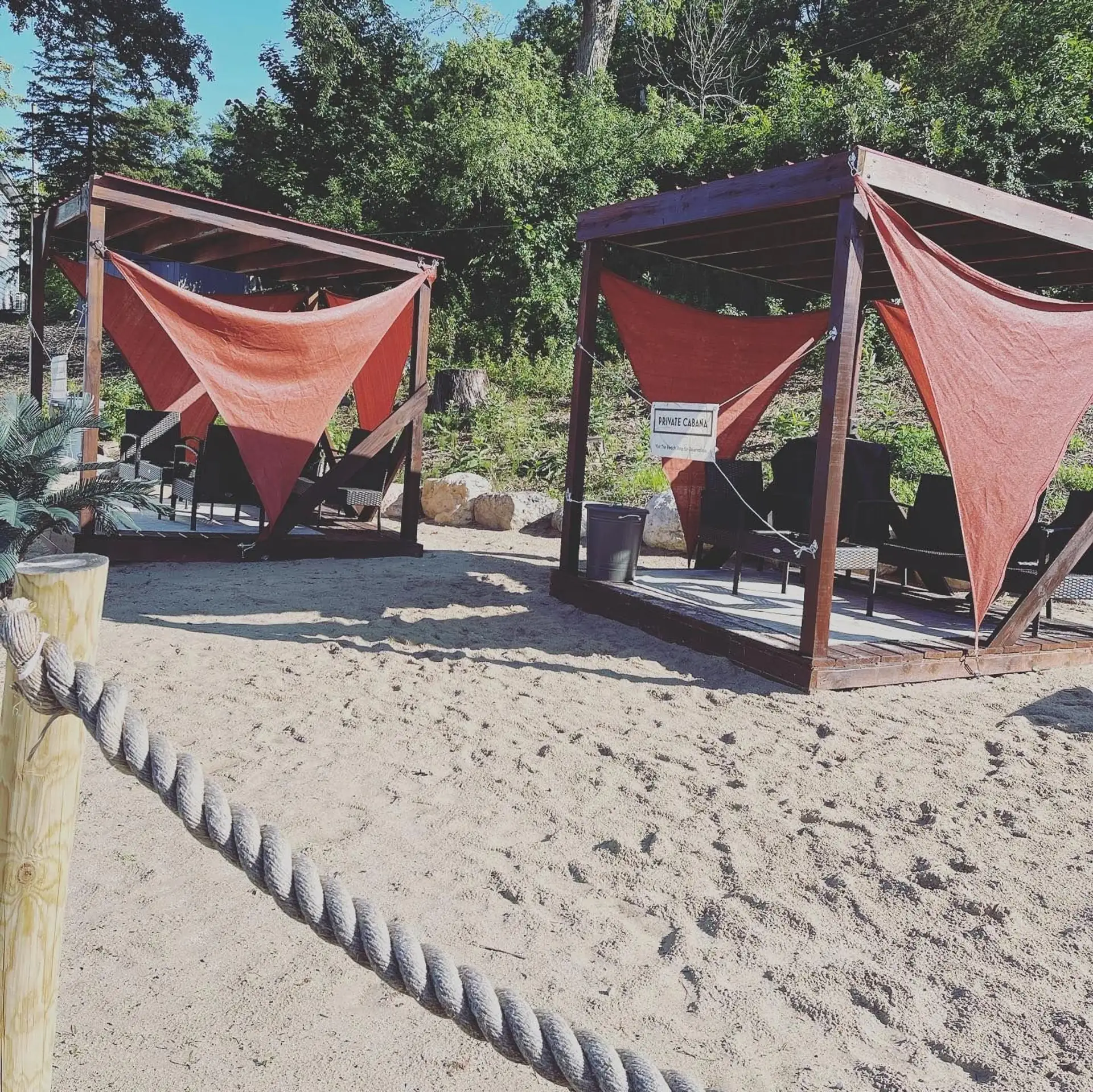 Both beachfront cabanas from the sand